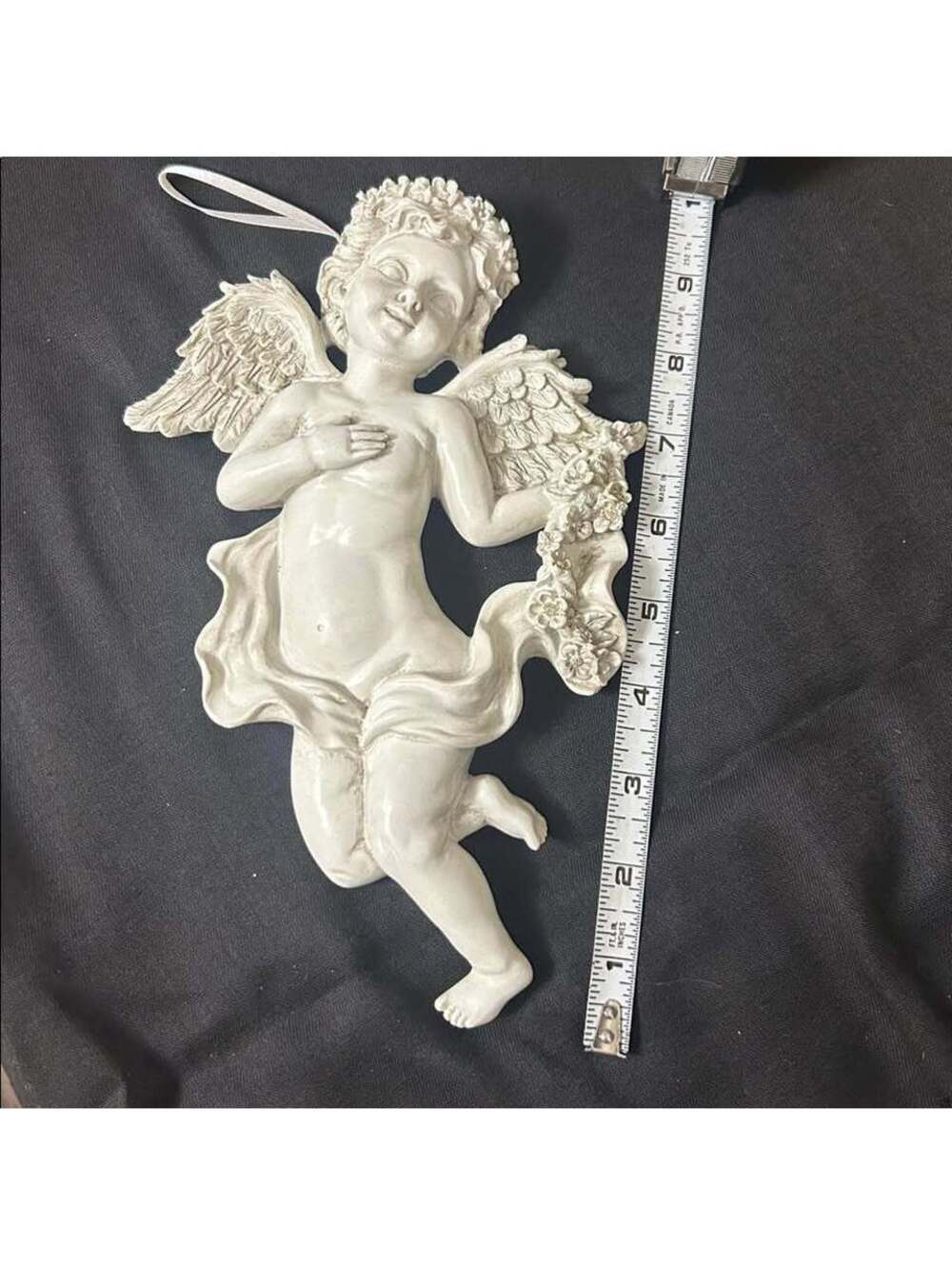 Vintage Cherub Wall Hanging – Baroque Angel with Flowers